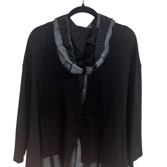 Malissa J Black Tunic Hoodie Top Abstract Art Bamboo Print Oversized large L Xl - Picture 5 of 11